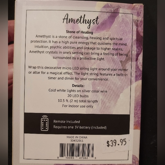 ⭐⭐ READ!!⭐NWT, " Harmonia " AMETHYST LED STRING LIGHTS, with Remote - Picture 3 of 7